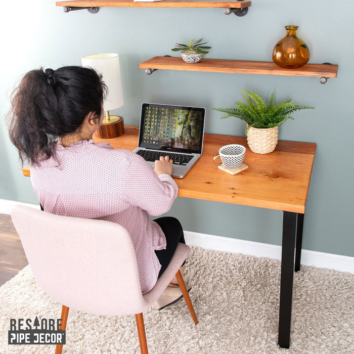 Skyline Sunset Cedar Solid Wood Desk with 28 in. High-Rise Legs - Sweatfully