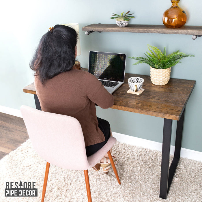 Skyline Trail Brown Solid Wood Desk with 28 in. Landscape Legs - Sweatfully