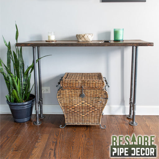 RESTORE Boulder Black Solid Live Edge Wood Console Table - Sweatfully