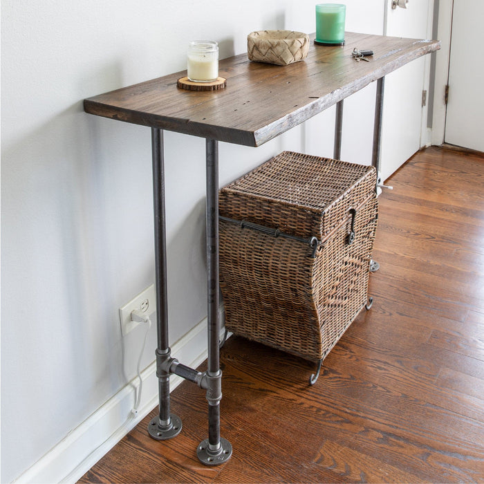 RESTORE Boulder Black Solid Live Edge Wood Console Table - Sweatfully