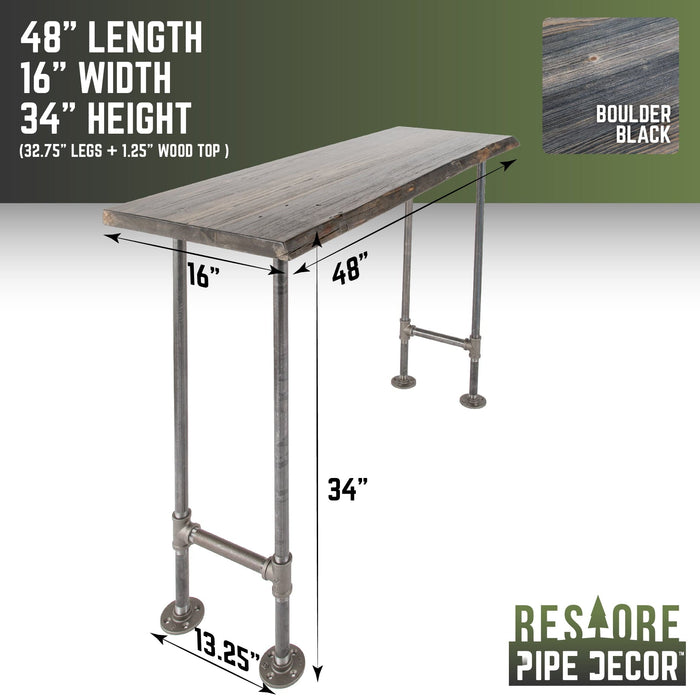 RESTORE Boulder Black Solid Live Edge Wood Console Table - Sweatfully