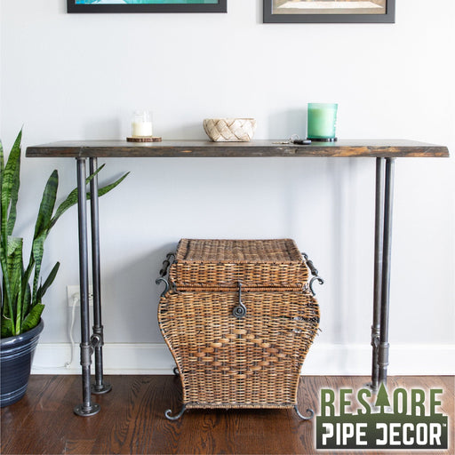 RESTORE Trail Brown Solid Live Edge Wood Console Table - Sweatfully