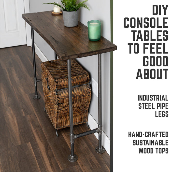 RESTORE Trail Brown Solid Live Edge Wood Console Table - Sweatfully