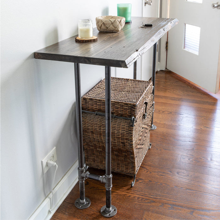 RESTORE Trail Brown Solid Live Edge Wood Console Table - Sweatfully