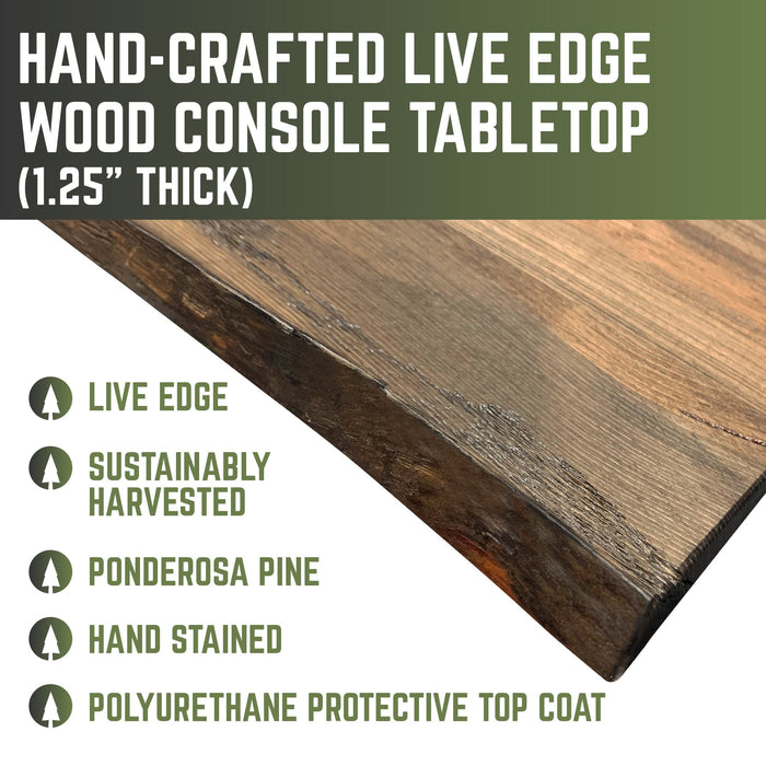 RESTORE Trail Brown Solid Live Edge Wood Console Table - Sweatfully