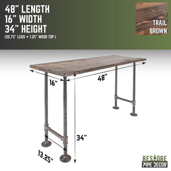 RESTORE Trail Brown Solid Live Edge Wood Console Table - Sweatfully