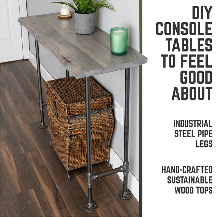 RESTORE Riverstone Grey Solid Live Edge Wood Console Table - Sweatfully
