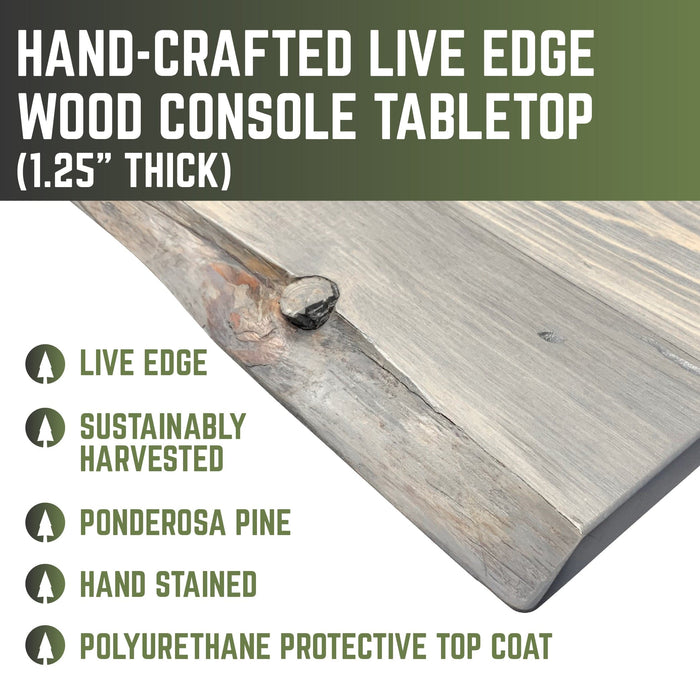 RESTORE Riverstone Grey Solid Live Edge Wood Console Table - Sweatfully