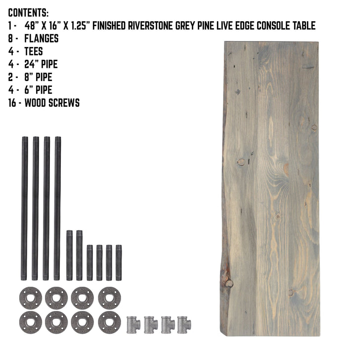 RESTORE Riverstone Grey Solid Live Edge Wood Console Table - Sweatfully