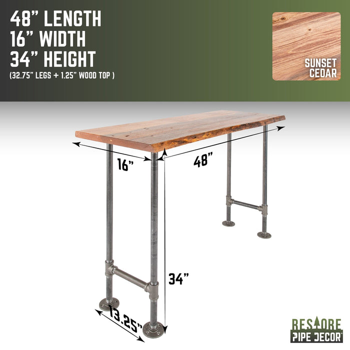 RESTORE Sunset Cedar Solid Live Edge Wood Console Table - Sweatfully