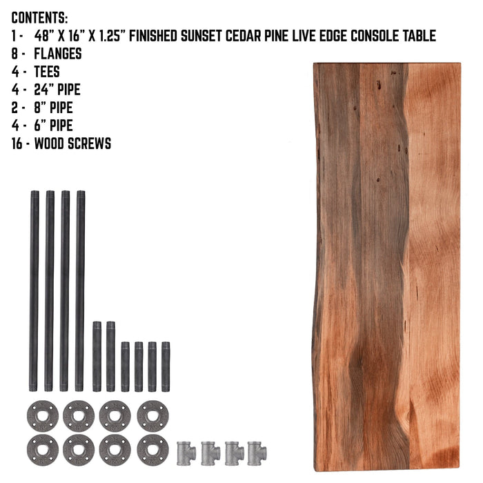 RESTORE Sunset Cedar Solid Live Edge Wood Console Table - Sweatfully
