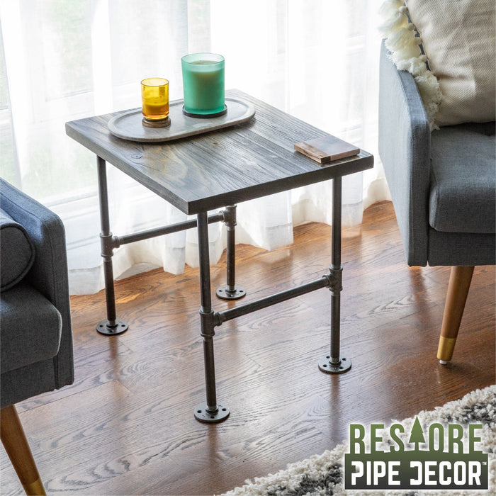 RESTORE Boulder Black Solid Wood End Table - Sweatfully