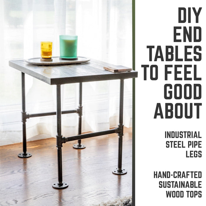 RESTORE Boulder Black Solid Wood End Table - Sweatfully
