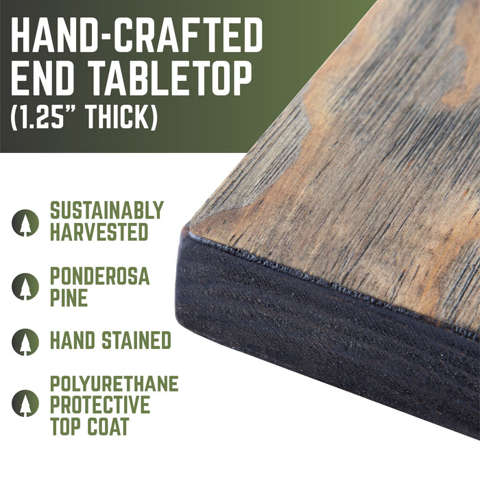 RESTORE Boulder Black Solid Wood End Table - Sweatfully