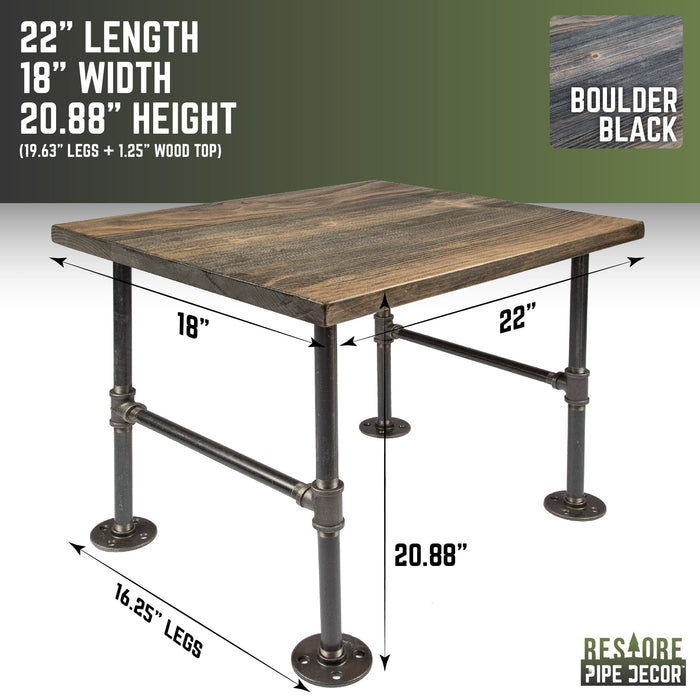 RESTORE Boulder Black Solid Wood End Table - Sweatfully