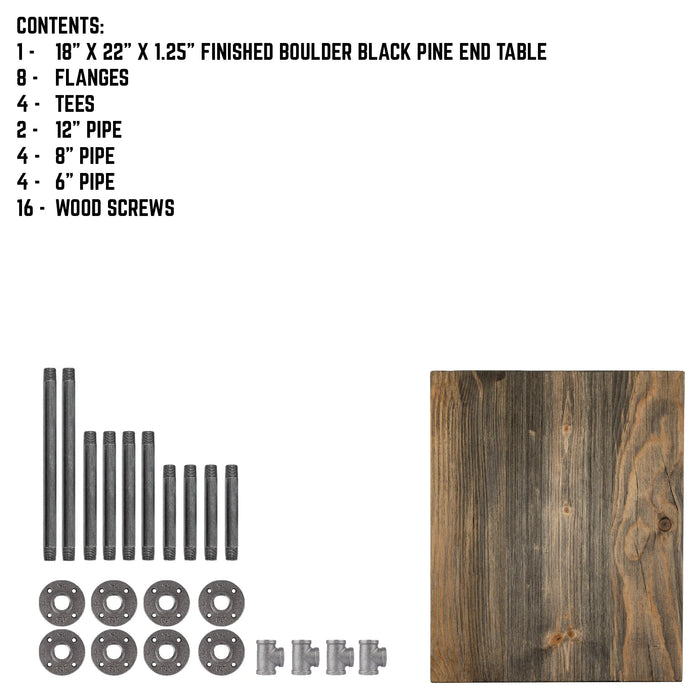 RESTORE Boulder Black Solid Wood End Table - Sweatfully