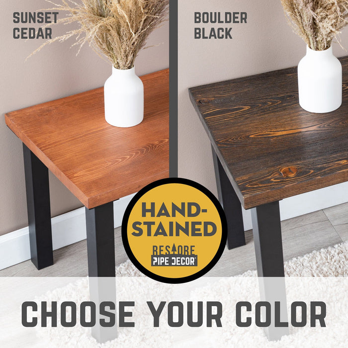 Skyline Boulder Black Solid End Table with 18 in. High-Rise Legs - Sweatfully