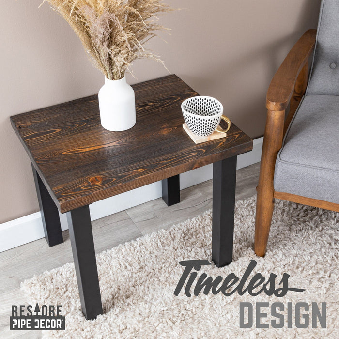 Skyline Boulder Black Solid End Table with 18 in. High-Rise Legs - Sweatfully
