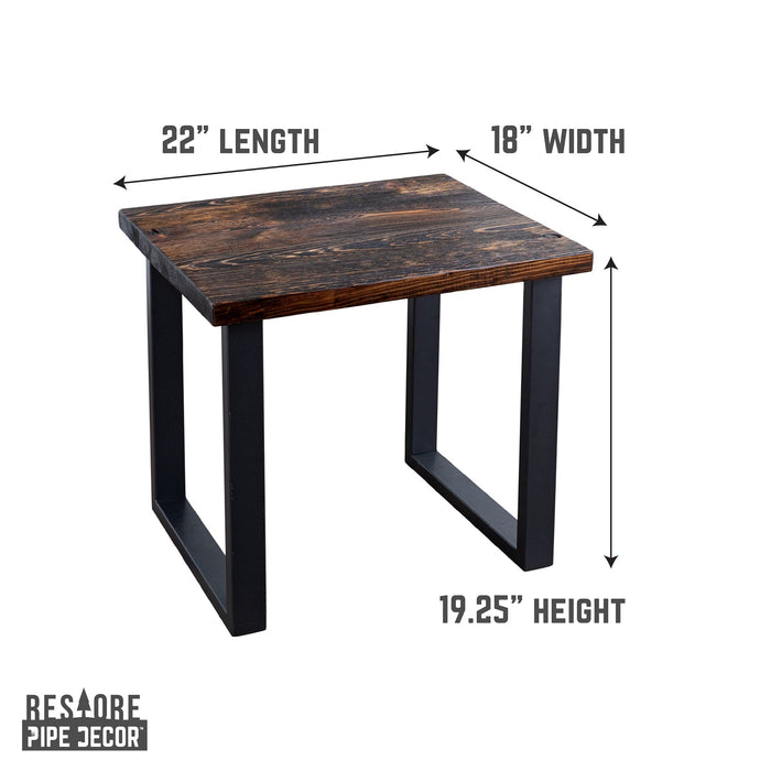 Skyline Boulder Black Solid End Table with 18 in. Landscape Legs - Sweatfully