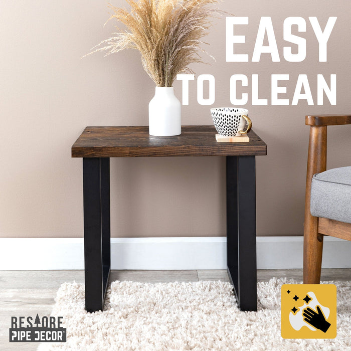 Skyline Boulder Black Solid End Table with 18 in. Landscape Legs - Sweatfully