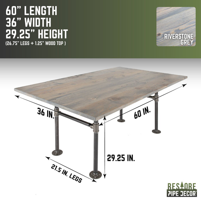 RESTORE Riverstone Grey Solid Wood Dining Table - Sweatfully