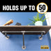 24 in. Wall Mounted Clothing Rack with Wood Shelf, Boulder Black - Sweatfully