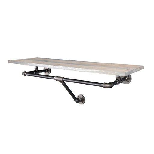 24 in. Wall Mounted Clothing Rack with Wood Shelf, Riverstone Grey - Sweatfully