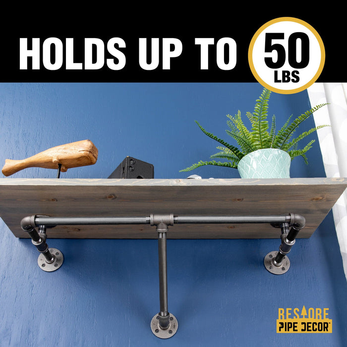 24 in. Wall Mounted Clothing Rack with Wood Shelf, Riverstone Grey - Sweatfully