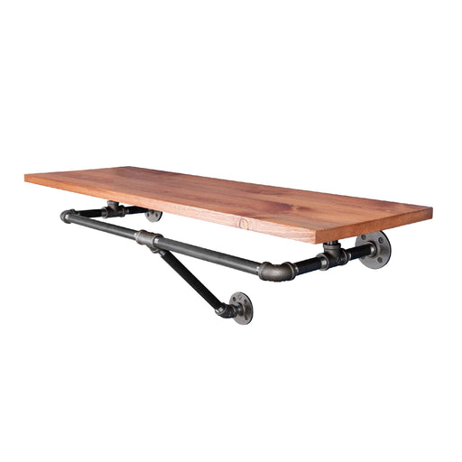 24 in. Wall Mounted Clothing Rack with Wood Shelf, Sunset Cedar - Sweatfully