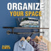 36 in. Wall Mounted Clothing Rack with Wood Shelf, Boulder Black - Sweatfully