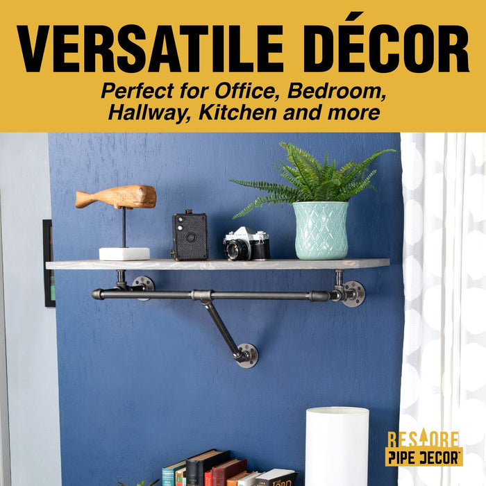 36 in. Wall Mounted Clothing Rack with Wood Shelf, Riverstone Grey - Sweatfully