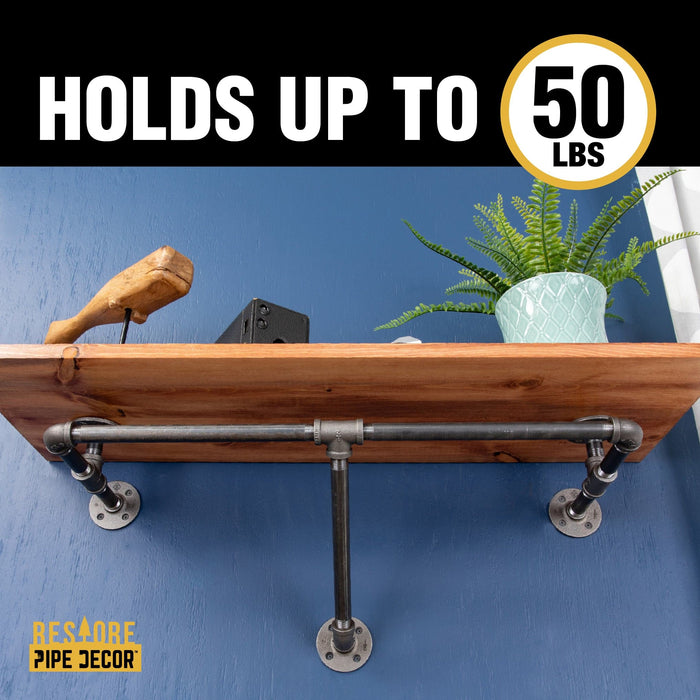 36 in. Wall Mounted Clothing Rack with Wood Shelf, Sunset Cedar - Sweatfully