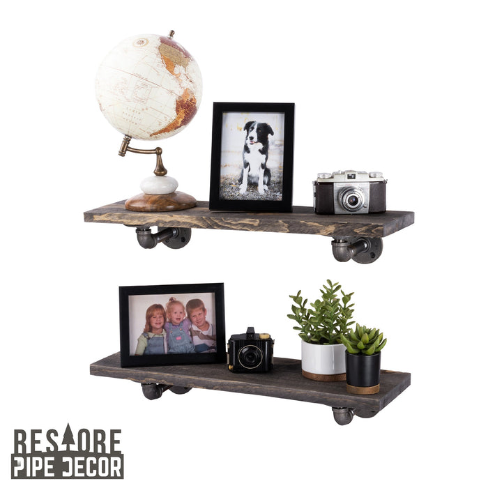 RESTORE Boulder Black 24 in. Shelves with L-Shaped Brackets - Sweatfully