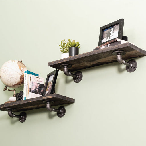 RESTORE Boulder Black 24 in. Shelves with L-Shaped Brackets - Sweatfully