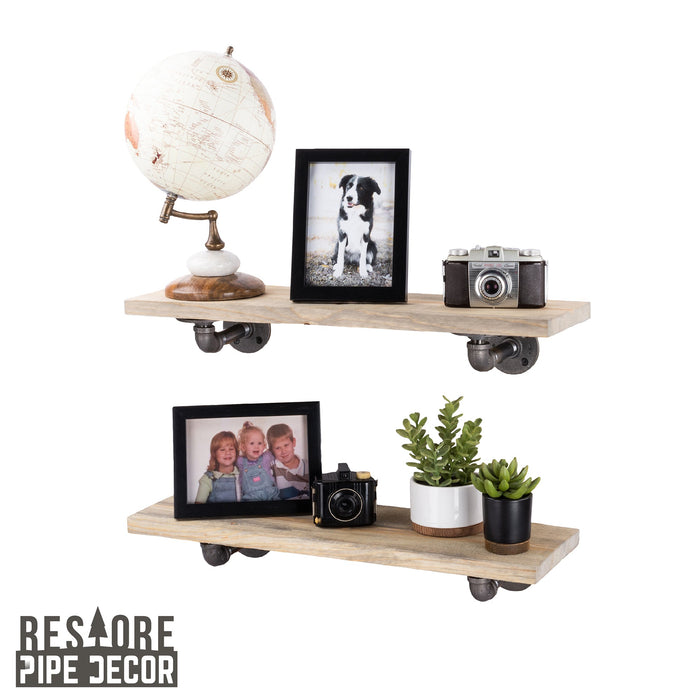 RESTORE Driftwood Tan 24 in. Shelves with L-Shaped Brackets - Sweatfully