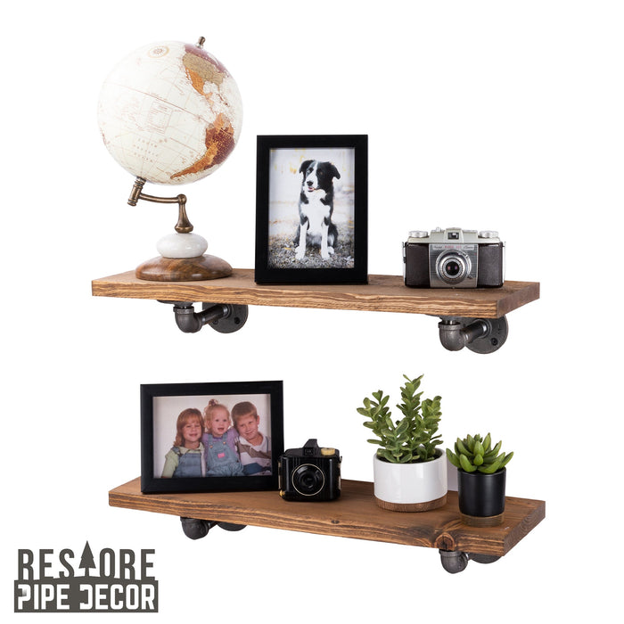 RESTORE Autumn Brown 24 in. Shelves with L-Shaped Brackets - Sweatfully