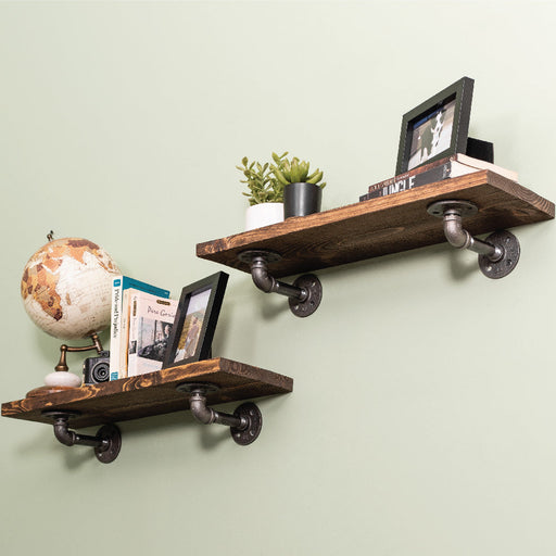 RESTORE Trail Brown 24 in. Shelves with L-Shaped Brackets - Sweatfully