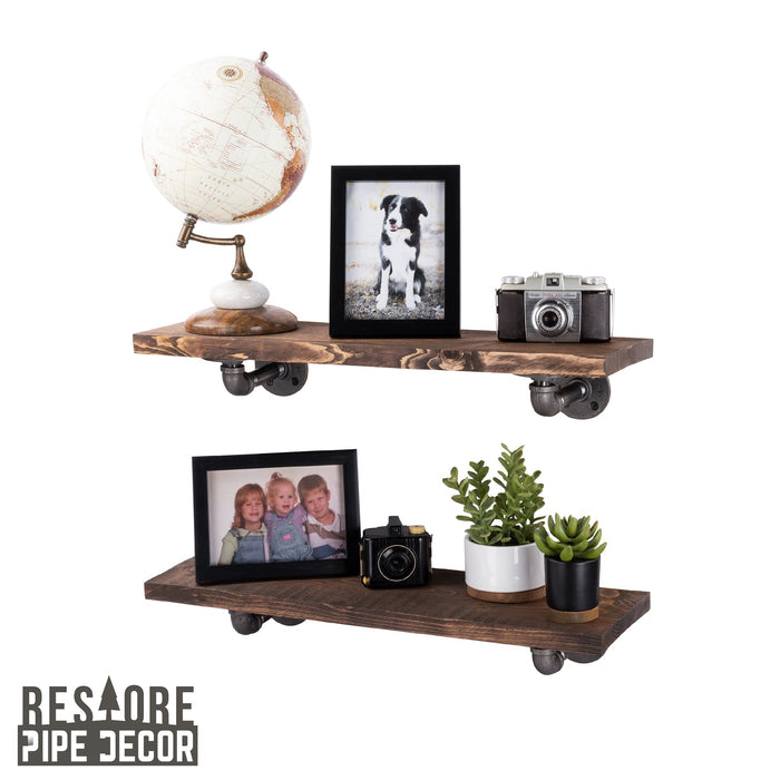 RESTORE Sunset Brown 24 in. Shelves with L-Shaped Brackets - Sweatfully