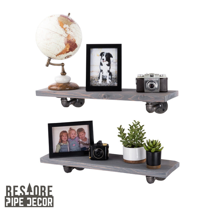RESTORE Riverstone Grey 24 in. Shelves with L-Shaped Brackets - Sweatfully