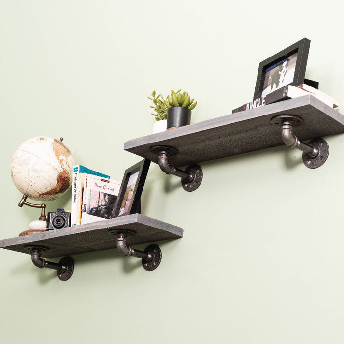 RESTORE Riverstone Grey 24 in. Shelves with L-Shaped Brackets - Sweatfully