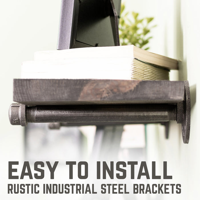 RESTORE Boulder Black 24 in. Shelves with Straight Brackets - Sweatfully