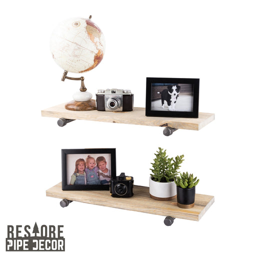 RESTORE Driftwood Tan 24 in. Shelves with Straight Brackets - Sweatfully