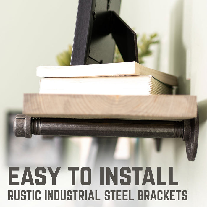 RESTORE Driftwood Tan 24 in. Shelves with Straight Brackets - Sweatfully