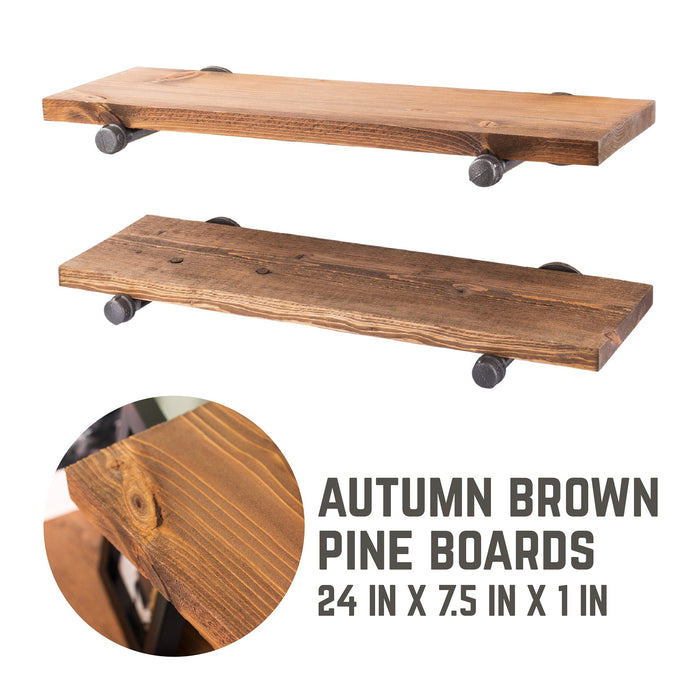RESTORE Autumn Brown 24 in. Shelves with Straight Brackets - Sweatfully