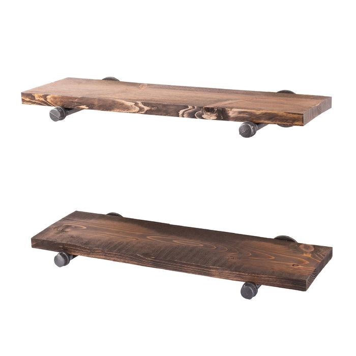 RESTORE Trail Brown 24 in. Shelves with Straight Brackets - Sweatfully