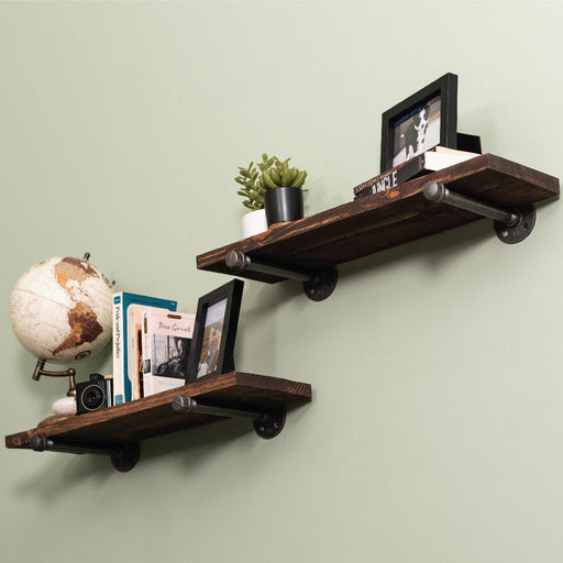 RESTORE Boulder Black 24 in. Shelves with Straight Brackets - Sweatfully