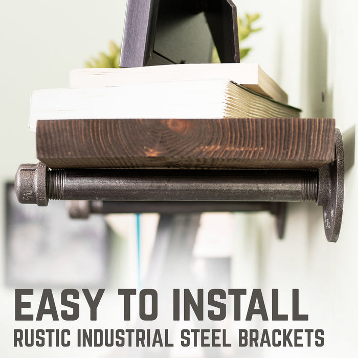 RESTORE Trail Brown 24 in. Shelves with Straight Brackets - Sweatfully