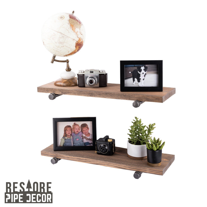 RESTORE Sunset Brown 24 in. Shelves with Straight Brackets - Sweatfully