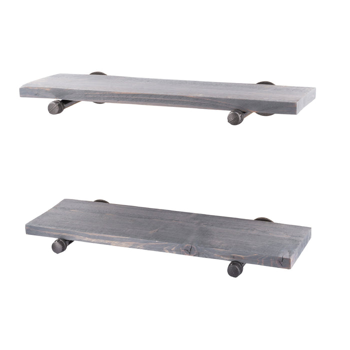 RESTORE Riverstone Grey 24 in. Shelves with Straight Brackets - Sweatfully