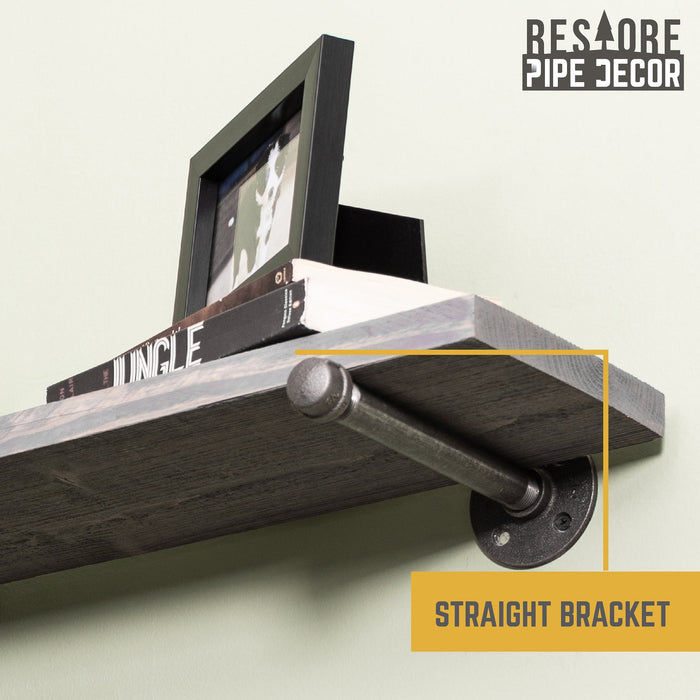 RESTORE Riverstone Grey 24 in. Shelves with Straight Brackets - Sweatfully